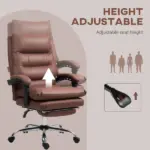 Microfibre Massage Office Chair, Heated Reclining Chair with Footrest, Double-tier Padding, Swivel Wheels, Coffee - Image 5