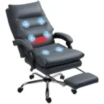 Vinsetto Microfibre Massage Office Chair, Heated Reclining Chair with Footrest, Double-tier Padding, Swivel Wheels, Dark Gray - Image 11