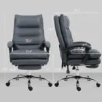 Vinsetto Microfibre Massage Office Chair, Heated Reclining Chair with Footrest, Double-tier Padding, Swivel Wheels, Dark Gray - Image 3