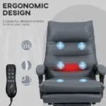Vinsetto Microfibre Massage Office Chair, Heated Reclining Chair with Footrest, Double-tier Padding, Swivel Wheels, Dark Gray - Image 4
