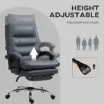 Vinsetto Microfibre Massage Office Chair, Heated Reclining Chair with Footrest, Double-tier Padding, Swivel Wheels, Dark Gray - Image 5
