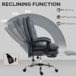 Vinsetto Microfibre Massage Office Chair, Heated Reclining Chair with Footrest, Double-tier Padding, Swivel Wheels, Dark Gray - Image 6