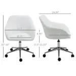 Mid-Back Home Office Chair PU Leather Swivel Task Armchair with Tub Shape Design for Living Room Home, White - Image 3