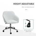 Mid-Back Home Office Chair PU Leather Swivel Task Armchair with Tub Shape Design for Living Room Home, White - Image 4