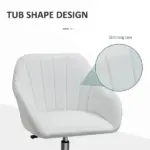Mid-Back Home Office Chair PU Leather Swivel Task Armchair with Tub Shape Design for Living Room Home, White - Image 5