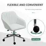 Mid-Back Home Office Chair PU Leather Swivel Task Armchair with Tub Shape Design for Living Room Home, White - Image 6
