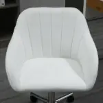 Mid-Back Home Office Chair PU Leather Swivel Task Armchair with Tub Shape Design for Living Room Home, White - Image 9