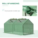 Outsunny 3.9 x 2 x 2 Ft Mini Greenhouse with Roll-Up Windows and PE Cover Green - Image 5