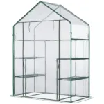 Outsunny Walk In Mini Greenhouse with 6 Shelves and Roll Up Door Clear - Image 11