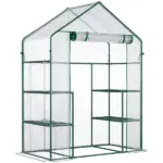 Outsunny Walk In Mini Greenhouse with 6 Shelves and Roll Up Door Clear