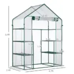 Outsunny Walk In Mini Greenhouse with 6 Shelves and Roll Up Door Clear - Image 3