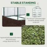 Outsunny Walk In Mini Greenhouse with 6 Shelves and Roll Up Door Clear - Image 6
