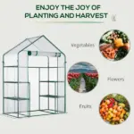 Outsunny Walk In Mini Greenhouse with 6 Shelves and Roll Up Door Clear - Image 7