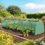 Outsunny Mini Greenhouse, Portable Greenhouse with 4 Roll-Up Doors, PE Cover, 177.2 Inch x 39.4 Inch x 31.5 Inch, Green - Image 2