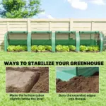 Outsunny Mini Greenhouse, Portable Greenhouse with 4 Roll-Up Doors, PE Cover, 177.2 Inch x 39.4 Inch x 31.5 Inch, Green - Image 7