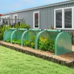 Outsunny Mini Greenhouse, Portable Greenhouse with 4 Roll-Up Doors, PE Cover, 177.2 Inch x 39.4 Inch x 31.5 Inch, Green - Image 9