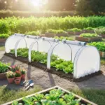 Outsunny Mini Greenhouse, Portable Greenhouse with 4 Roll-Up Doors, PE Cover, 177.2" x 39.4" x 31.5", White - Image 2