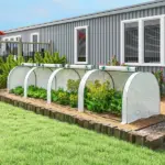 Outsunny Mini Greenhouse, Portable Greenhouse with 4 Roll-Up Doors, PE Cover, 177.2" x 39.4" x 31.5", White - Image 9