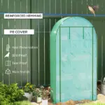 Outsunny Mini Greenhouse, Portable Greenhouse with 4 Tier Shelves, Roll-Up Door, and Plastic Cover, 41.3" x 17.7" x 63", Green - Image 4