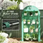 Outsunny Mini Greenhouse, Portable Greenhouse with 4 Tier Shelves, Roll-Up Door, and Plastic Cover, 41.3" x 17.7" x 63", Green - Image 5