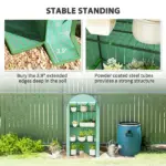 Outsunny Mini Greenhouse, Portable Greenhouse with 4 Tier Shelves, Roll-Up Door, and Plastic Cover, 41.3" x 17.7" x 63", Green - Image 7