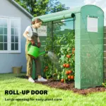 Mini Greenhouse, Portable Greenhouse with Roll-Up Door and 2 Mesh Windows, PE Cover, 78.7" x 29.5" x 74", Green - Image 6