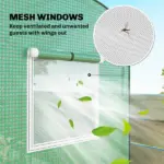 Mini Greenhouse, Portable Greenhouse with Roll-Up Door and 2 Mesh Windows, PE Cover, 78.7" x 29.5" x 74", Green - Image 7