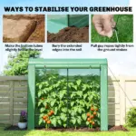 Mini Greenhouse, Portable Greenhouse with Roll-Up Door and 2 Mesh Windows, PE Cover, 78.7" x 29.5" x 74", Green - Image 8