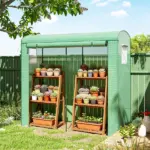 Mini Greenhouse, Portable Greenhouse with Roll-Up Door and 2 Mesh Windows, PE Cover, 78.7" x 29.5" x 74", Green - Image 9