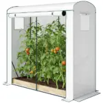Mini Greenhouse, Portable Greenhouse with Roll-Up Door and 2 Mesh Windows, PE Cover, 78.7" x 29.5" x 74", White