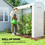 Mini Greenhouse, Portable Greenhouse with Roll-Up Door and 2 Mesh Windows, PE Cover, 78.7" x 29.5" x 74", White - Image 6