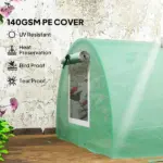 Outsunny Mini Greenhouse with 5 Mesh Windows, Portable Plant Hot House with PE Cover and Steel Frame, 10' x 3' x 2', Green - Image 4