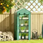 Outsunny Mini Greenhouse with Screen Roof, 4 Tier Portable Small Greenhouse with High Strength PE Cover, Green - Image 2