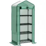 Outsunny Mini Greenhouse with Screen Roof, 4 Tier Portable Small Greenhouse with High Strength PE Cover, Green - Image 11