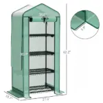 Outsunny Mini Greenhouse with Screen Roof, 4 Tier Portable Small Greenhouse with High Strength PE Cover, Green - Image 3
