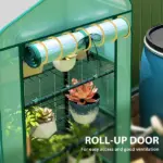 Outsunny Mini Greenhouse with Screen Roof, 4 Tier Portable Small Greenhouse with High Strength PE Cover, Green - Image 7