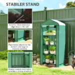 Outsunny Mini Greenhouse with Screen Roof, 4 Tier Portable Small Greenhouse with High Strength PE Cover, Green - Image 8