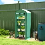 Outsunny Mini Greenhouse with Screen Roof, 4 Tier Portable Small Greenhouse with High Strength PE Cover, Green - Image 10