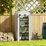 Outsunny Mini Greenhouse with Screen Roof, 4 Tier Portable Small Greenhouse with High Strength PE Cover, White - Image 2