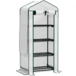 Outsunny Mini Greenhouse with Screen Roof, 4 Tier Portable Small Greenhouse with High Strength PE Cover, White - Image 11