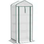 Outsunny Mini Greenhouse with Screen Roof, 4 Tier Portable Small Greenhouse with High Strength PE Cover, White
