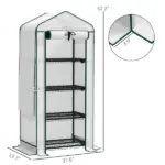 Outsunny Mini Greenhouse with Screen Roof, 4 Tier Portable Small Greenhouse with High Strength PE Cover, White - Image 3