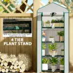 Outsunny Mini Greenhouse with Screen Roof, 4 Tier Portable Small Greenhouse with High Strength PE Cover, White - Image 6