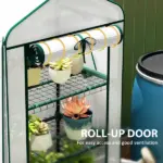 Outsunny Mini Greenhouse with Screen Roof, 4 Tier Portable Small Greenhouse with High Strength PE Cover, White - Image 7