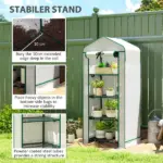Outsunny Mini Greenhouse with Screen Roof, 4 Tier Portable Small Greenhouse with High Strength PE Cover, White - Image 8