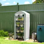 Outsunny Mini Greenhouse with Screen Roof, 4 Tier Portable Small Greenhouse with High Strength PE Cover, White - Image 10