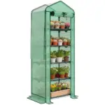 Outsunny Mini Greenhouse with Screen Roof, 5 Tier Portable Small Greenhouse with High Strength PE Cover, Green - Image 11