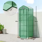 Outsunny Mini Greenhouse with Screen Roof, 5 Tier Portable Small Greenhouse with High Strength PE Cover, Green - Image 3