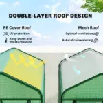 Outsunny Mini Greenhouse with Screen Roof, 5 Tier Portable Small Greenhouse with High Strength PE Cover, Green - Image 4