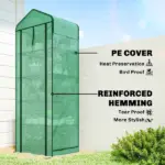 Outsunny Mini Greenhouse with Screen Roof, 5 Tier Portable Small Greenhouse with High Strength PE Cover, Green - Image 5